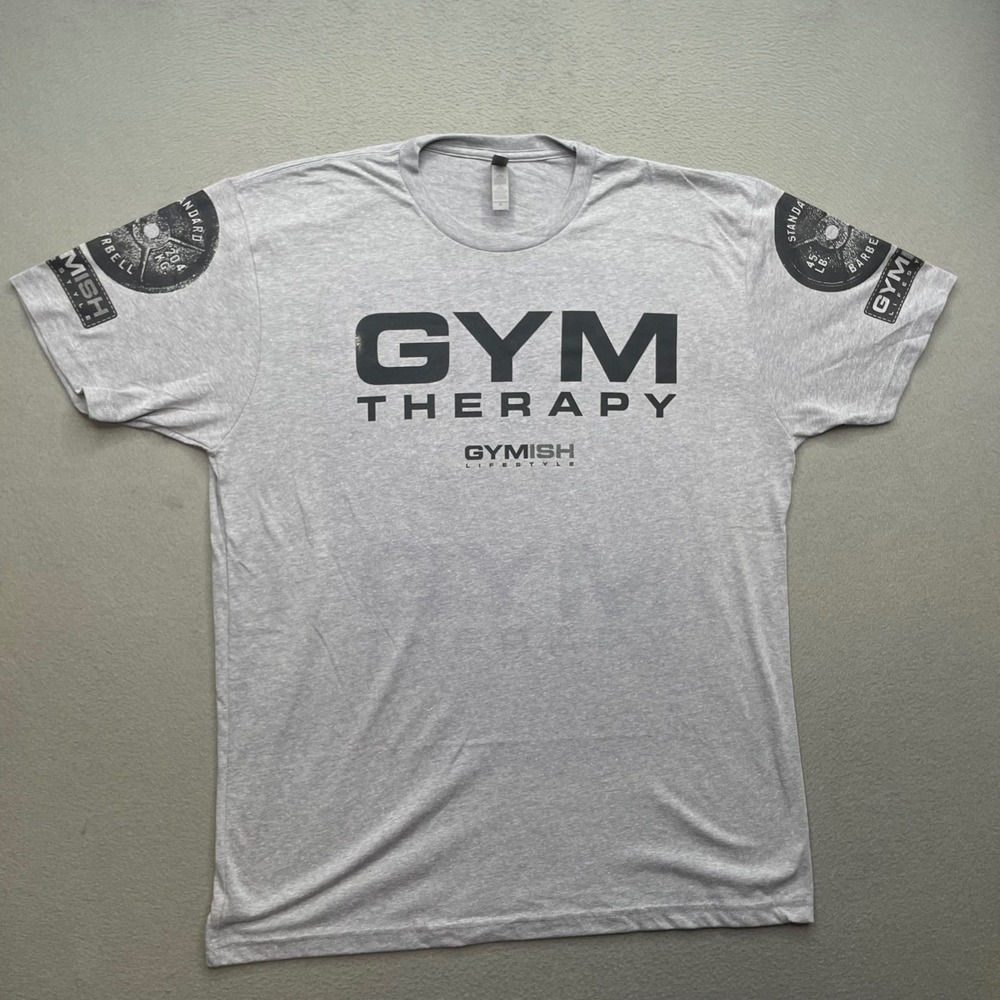 Gymish Lifestyle Men T-Shirt Cotton Blend XL Gym Therapy Workout Gray Graphic